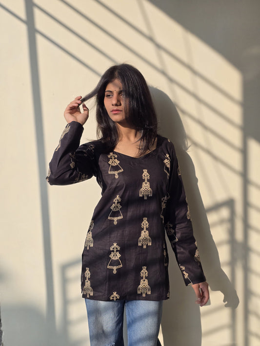 Kajal V-neck Kurti by Milap
