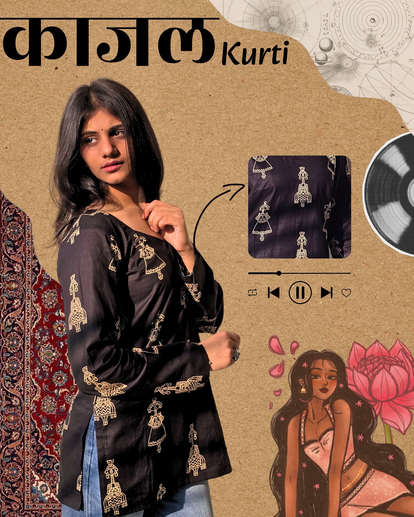 Kajal V-neck Kurti by Milap