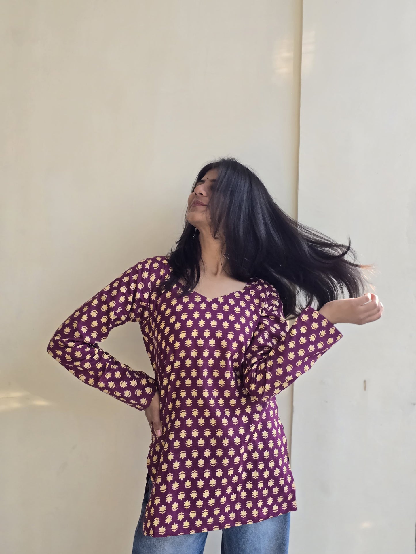 Piyu V-neck Kurti by Milap