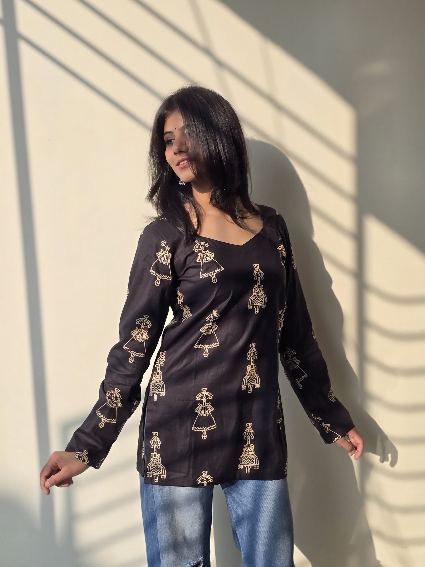 Kajal V-neck Kurti by Milap