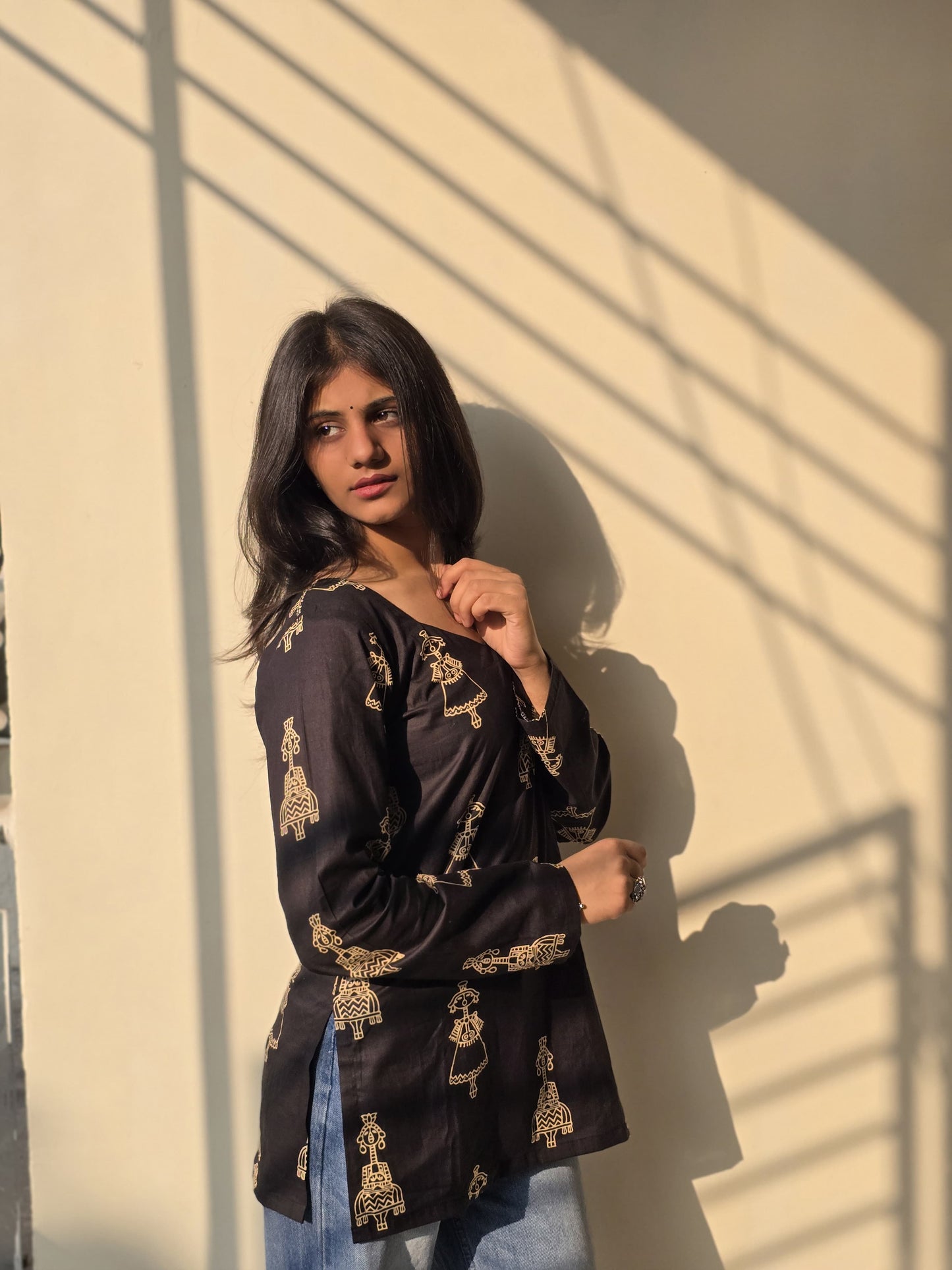 Kajal V-neck Kurti by Milap