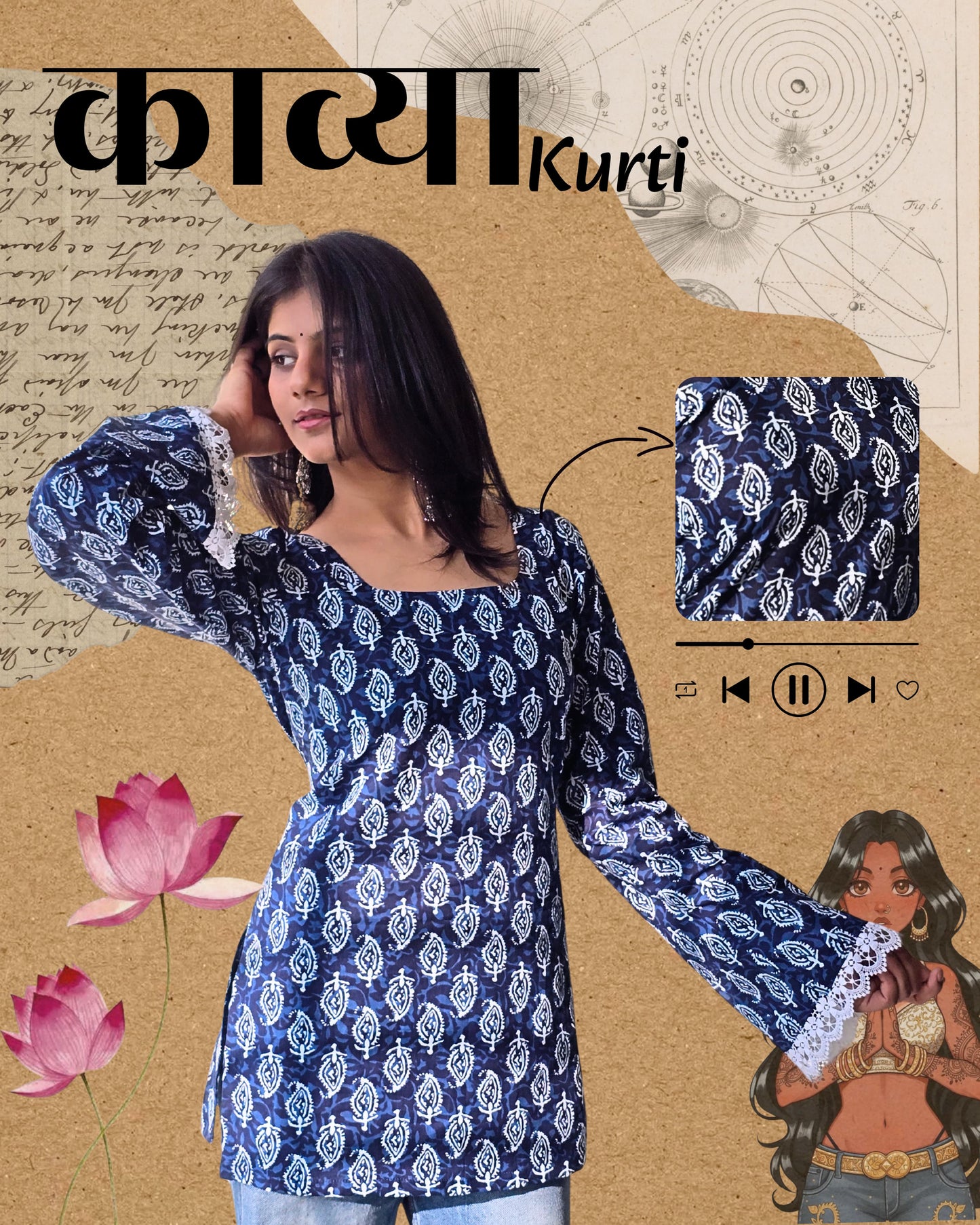 Kavya Bell Sleeves Kurti by Milap