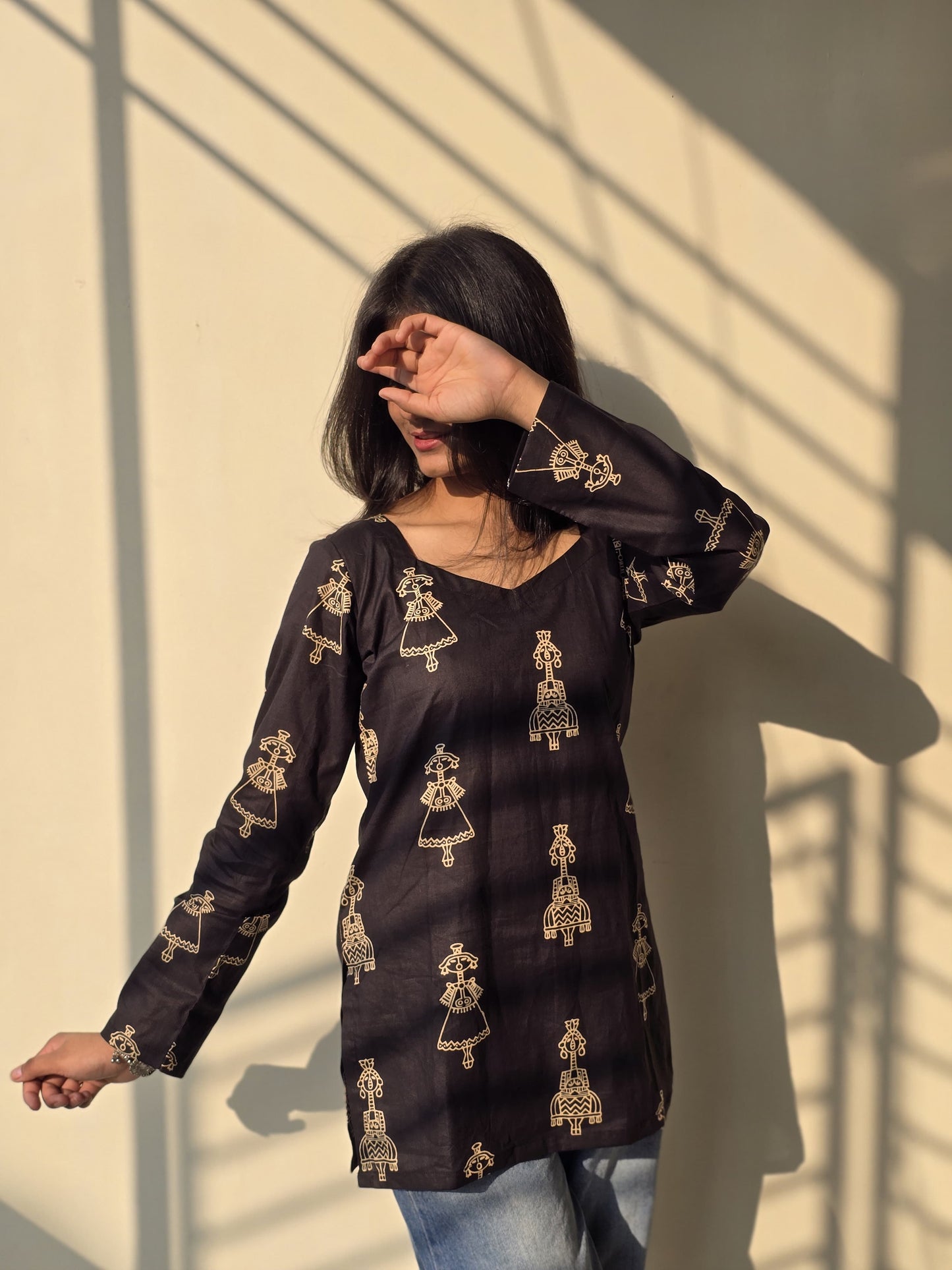 Kajal V-neck Kurti by Milap